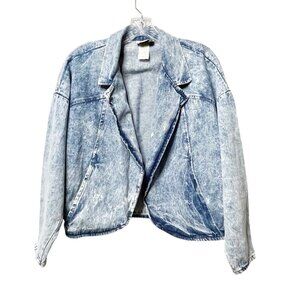 Vintage 80's Acid Wash Denim Light Blue Jean Cardigan by Alakazam of California